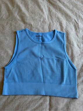 Garage Light Blue Ribbed Crop Tank
